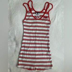 Romper short red white stripes stripped